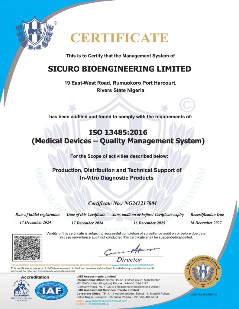 NG241217004-SICURO BIOENGINEERING 13485 CERT